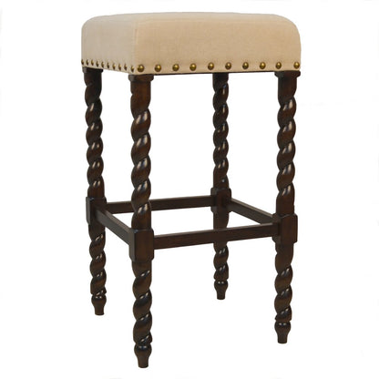 30" Cream And Espresso Solid Wood Backless Bar Height Bar Chair HomeRoots