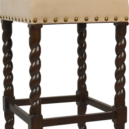 30" Cream And Espresso Solid Wood Backless Bar Height Bar Chair HomeRoots