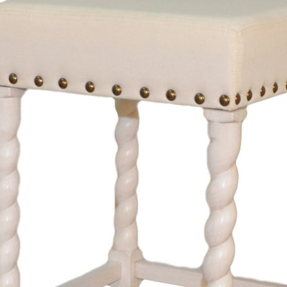 30" Cream And Vanilla Linen Upholstered Solid Wood Backless Bar Chair HomeRoots