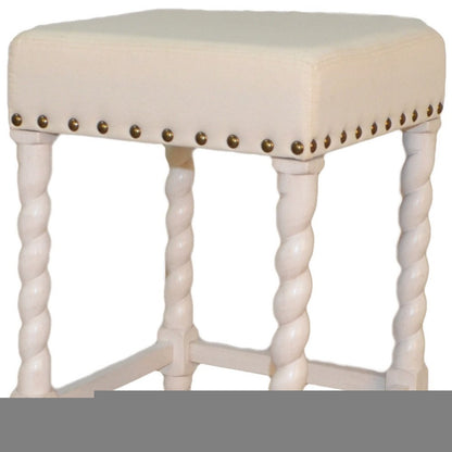 30" Cream And Vanilla Linen Upholstered Solid Wood Backless Bar Chair HomeRoots