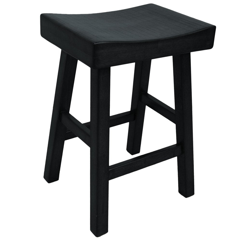 25" Black Solid Wood Backless Counter Height Bar Chair HomeRoots
