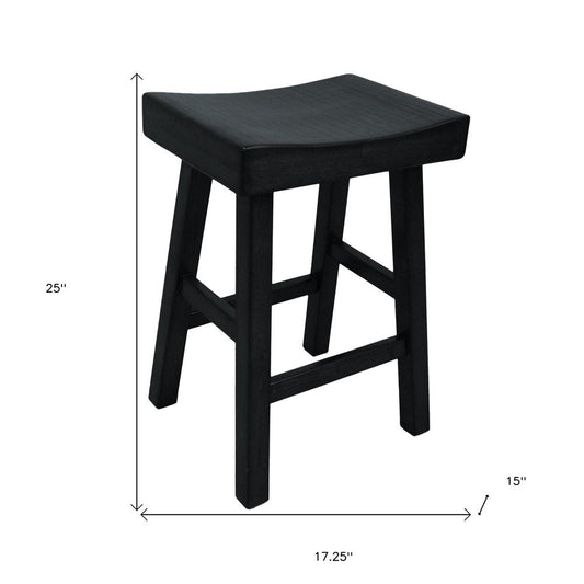 25" Black Solid Wood Backless Counter Height Bar Chair HomeRoots