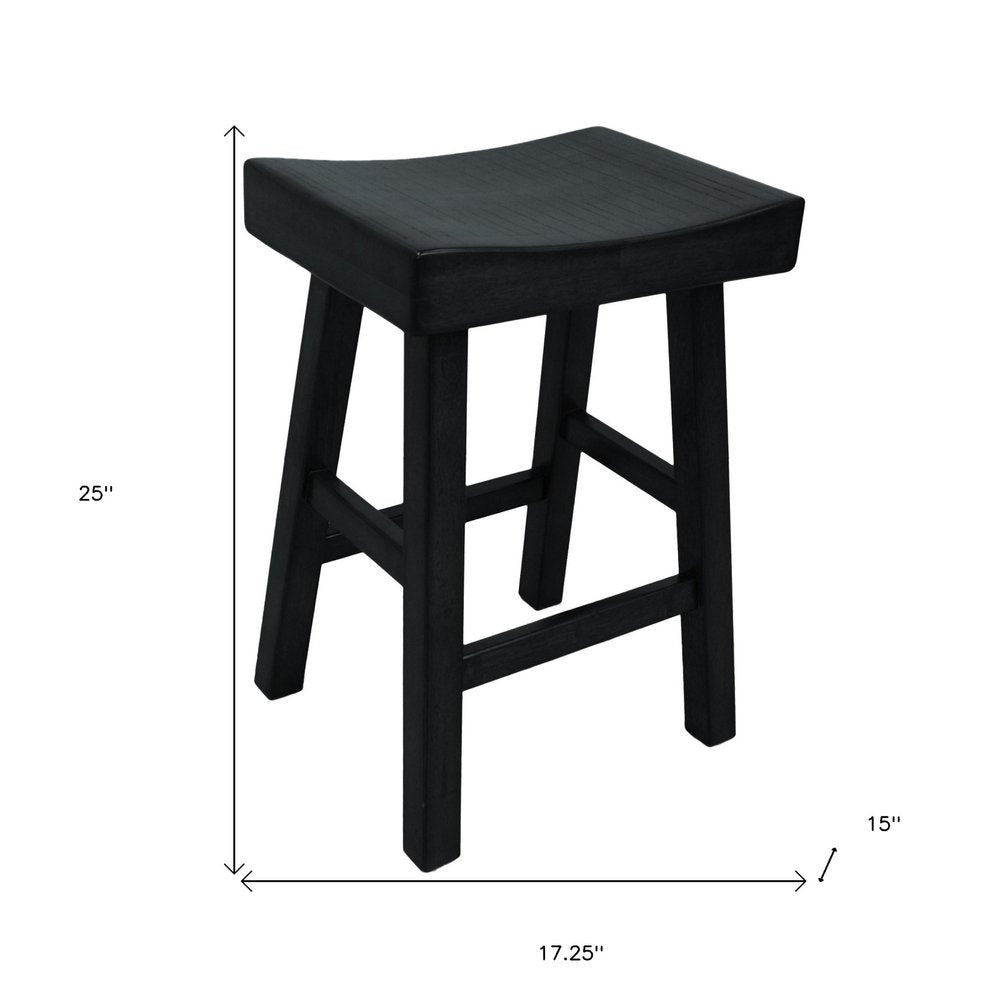 25" Black Solid Wood Backless Counter Height Bar Chair HomeRoots