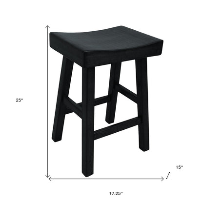 25" Black Solid Wood Backless Counter Height Bar Chair HomeRoots