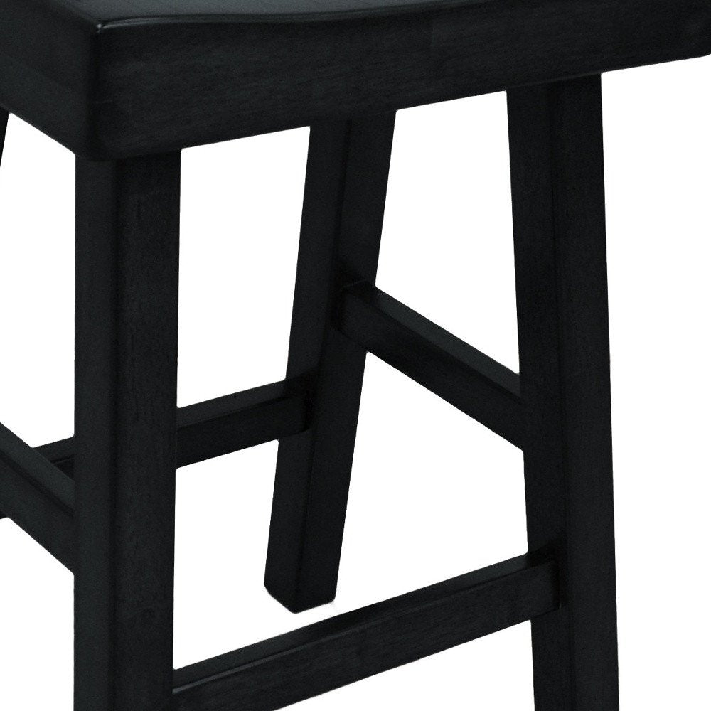 25" Black Solid Wood Backless Counter Height Bar Chair HomeRoots