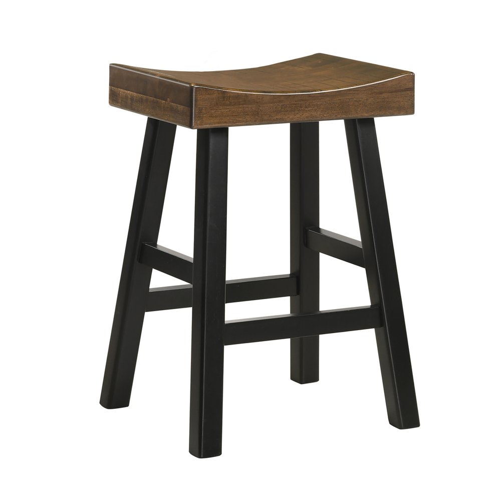 25" Brown And Black Solid Wood Backless Counter Height Bar Chair HomeRoots