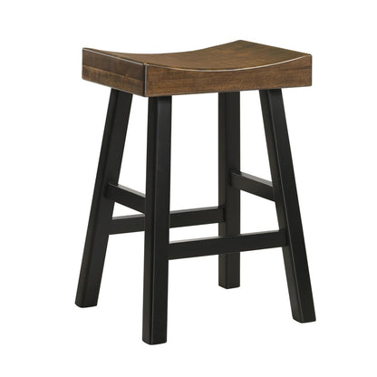 25" Brown And Black Solid Wood Backless Counter Height Bar Chair HomeRoots
