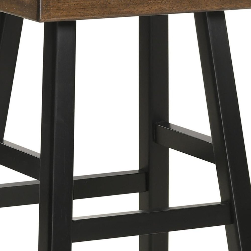 25" Brown And Black Solid Wood Backless Counter Height Bar Chair HomeRoots