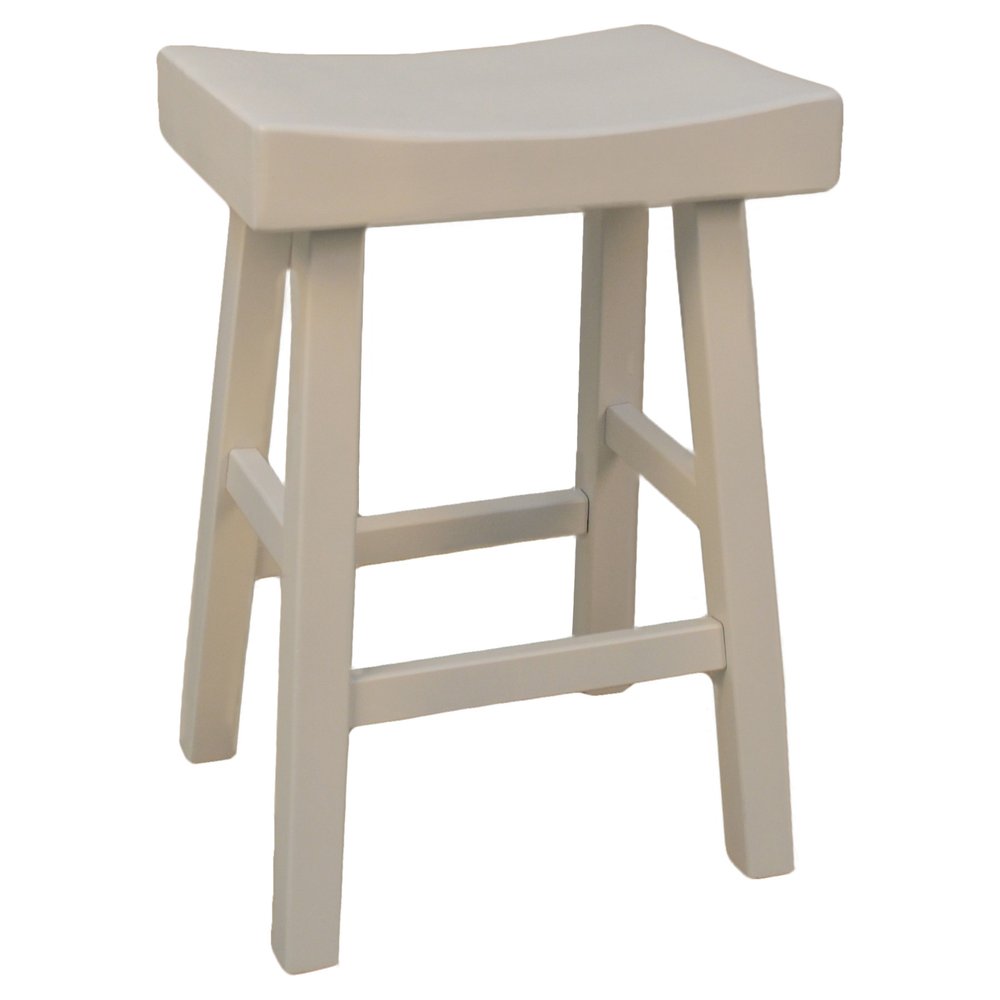 25" Antiqued White Solid Wood Backless Counter Height Bar Chair HomeRoots