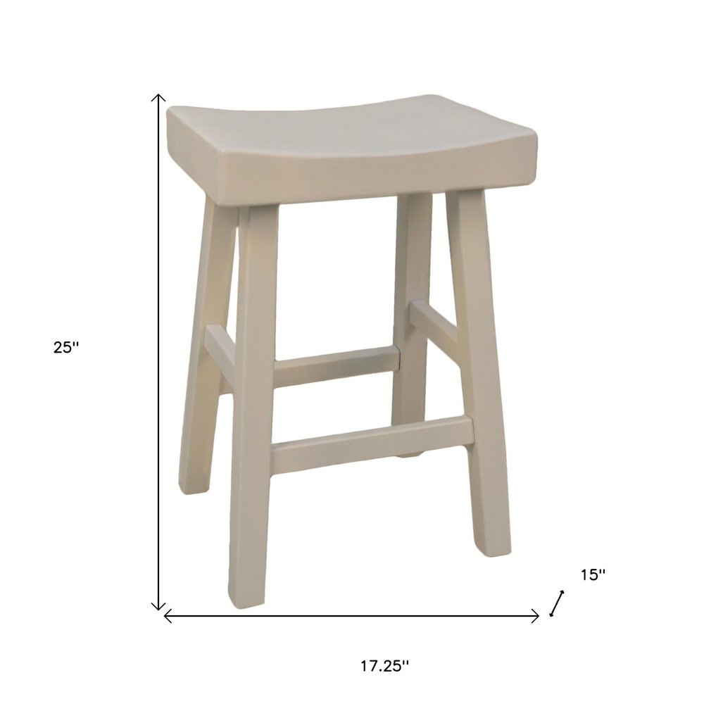 25" Antiqued White Solid Wood Backless Counter Height Bar Chair HomeRoots