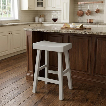 25" Antiqued White Solid Wood Backless Counter Height Bar Chair HomeRoots
