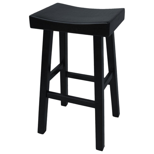 30" Black Solid Wood Backless Bar Height Bar Chair HomeRoots