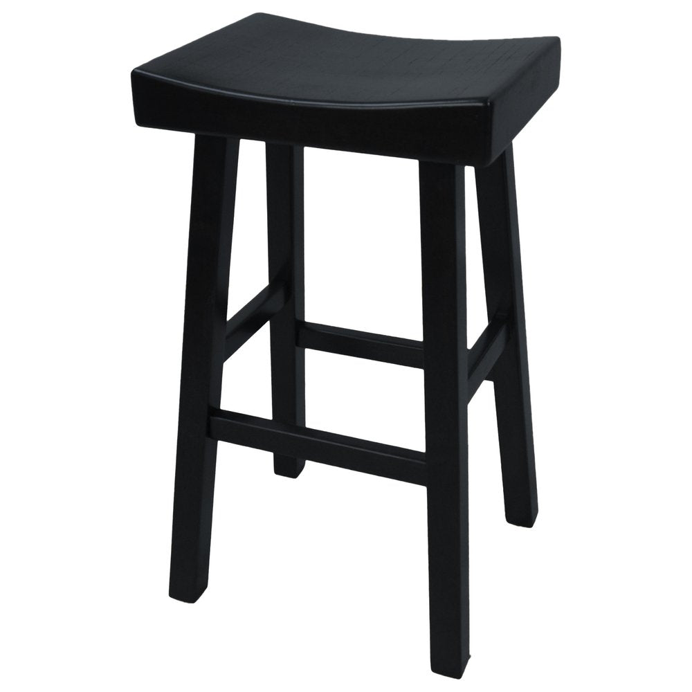 30" Black Solid Wood Backless Bar Height Bar Chair HomeRoots