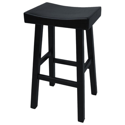 30" Black Solid Wood Backless Bar Height Bar Chair HomeRoots