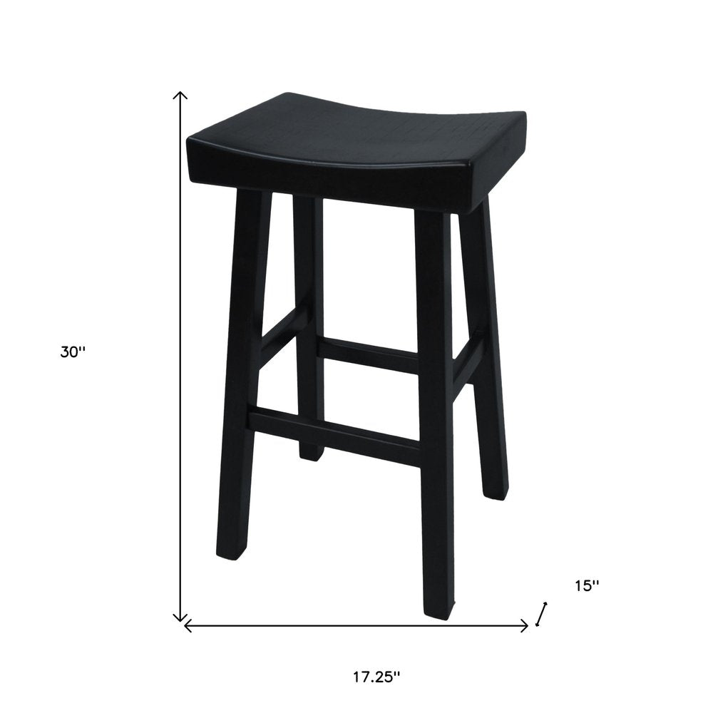 30" Black Solid Wood Backless Bar Height Bar Chair HomeRoots