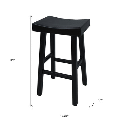 30" Black Solid Wood Backless Bar Height Bar Chair HomeRoots