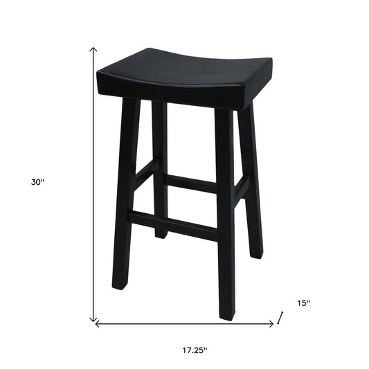 30" Black Solid Wood Backless Bar Height Bar Chair HomeRoots