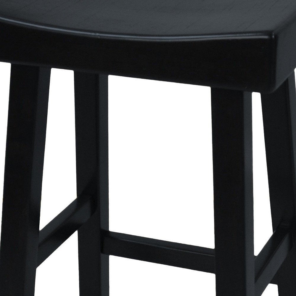 30" Black Solid Wood Backless Bar Height Bar Chair HomeRoots
