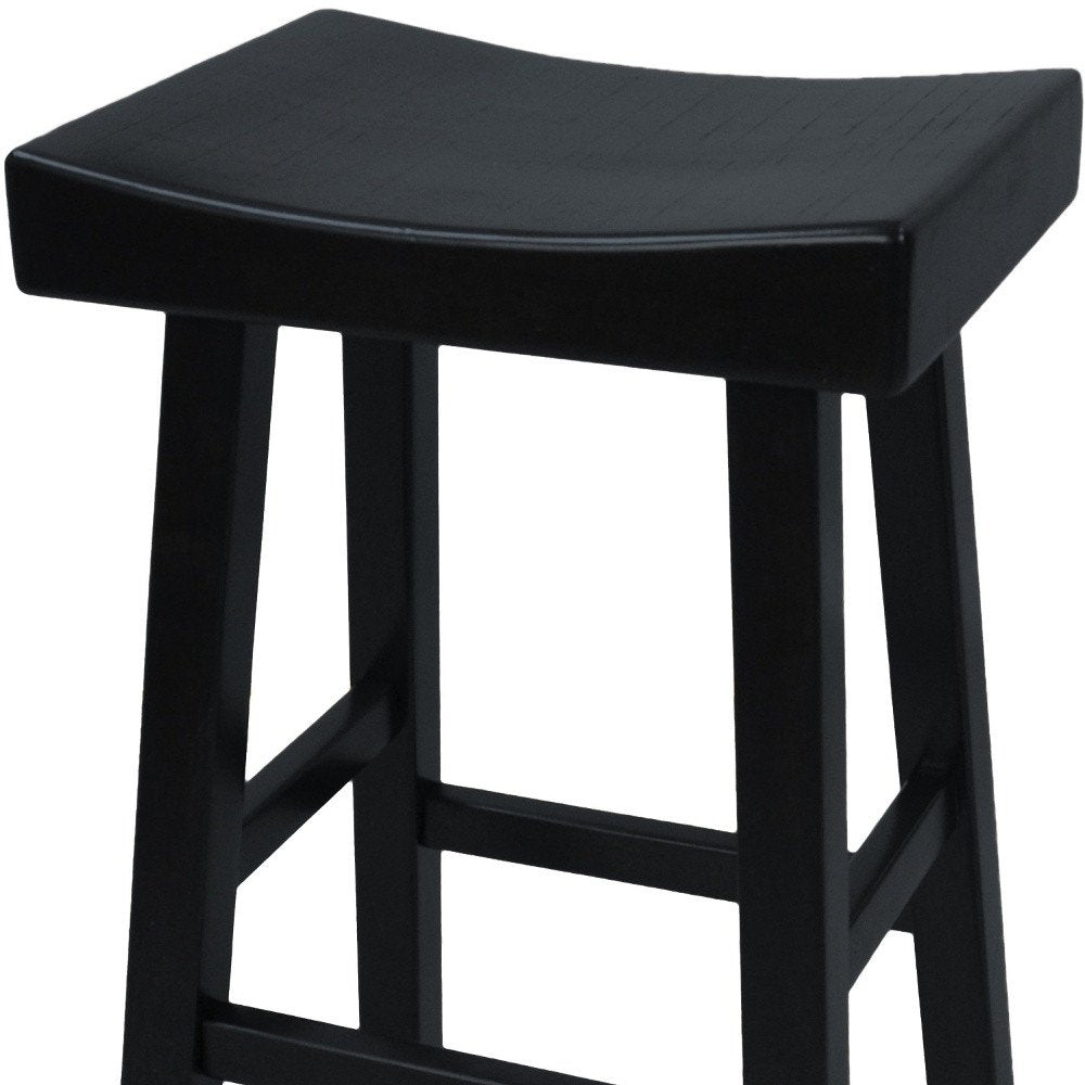 30" Black Solid Wood Backless Bar Height Bar Chair HomeRoots