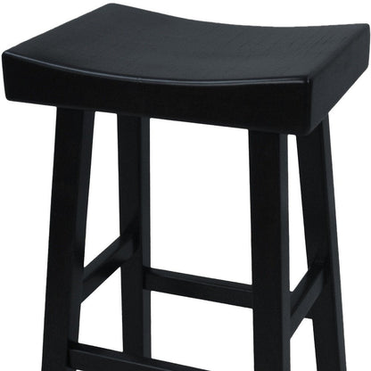 30" Black Solid Wood Backless Bar Height Bar Chair HomeRoots