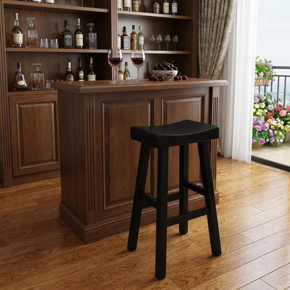 30" Black Solid Wood Backless Bar Height Bar Chair HomeRoots