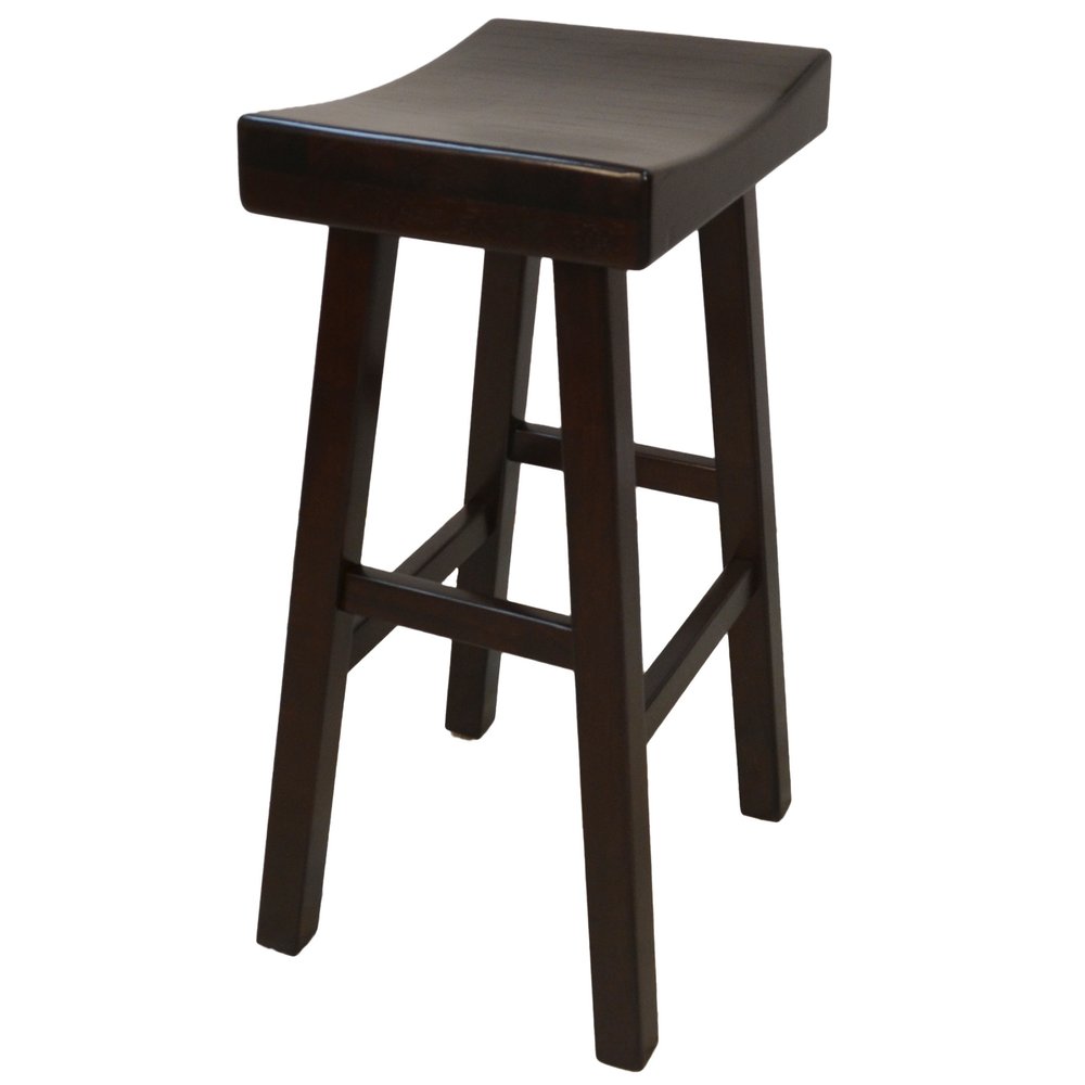 30" Espresso Solid Wood Backless Bar Height Bar Chair HomeRoots