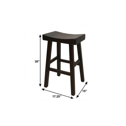 30" Espresso Solid Wood Backless Bar Height Bar Chair HomeRoots