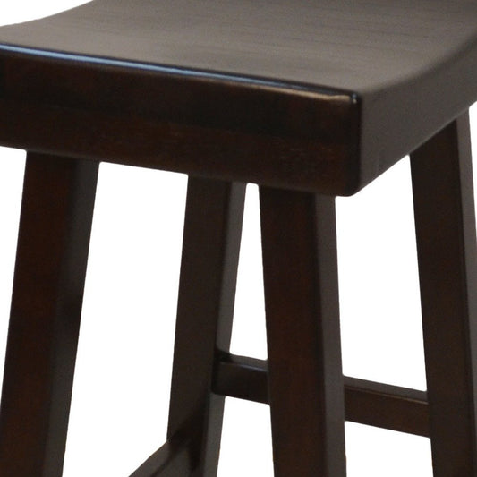 30" Espresso Solid Wood Backless Bar Height Bar Chair HomeRoots