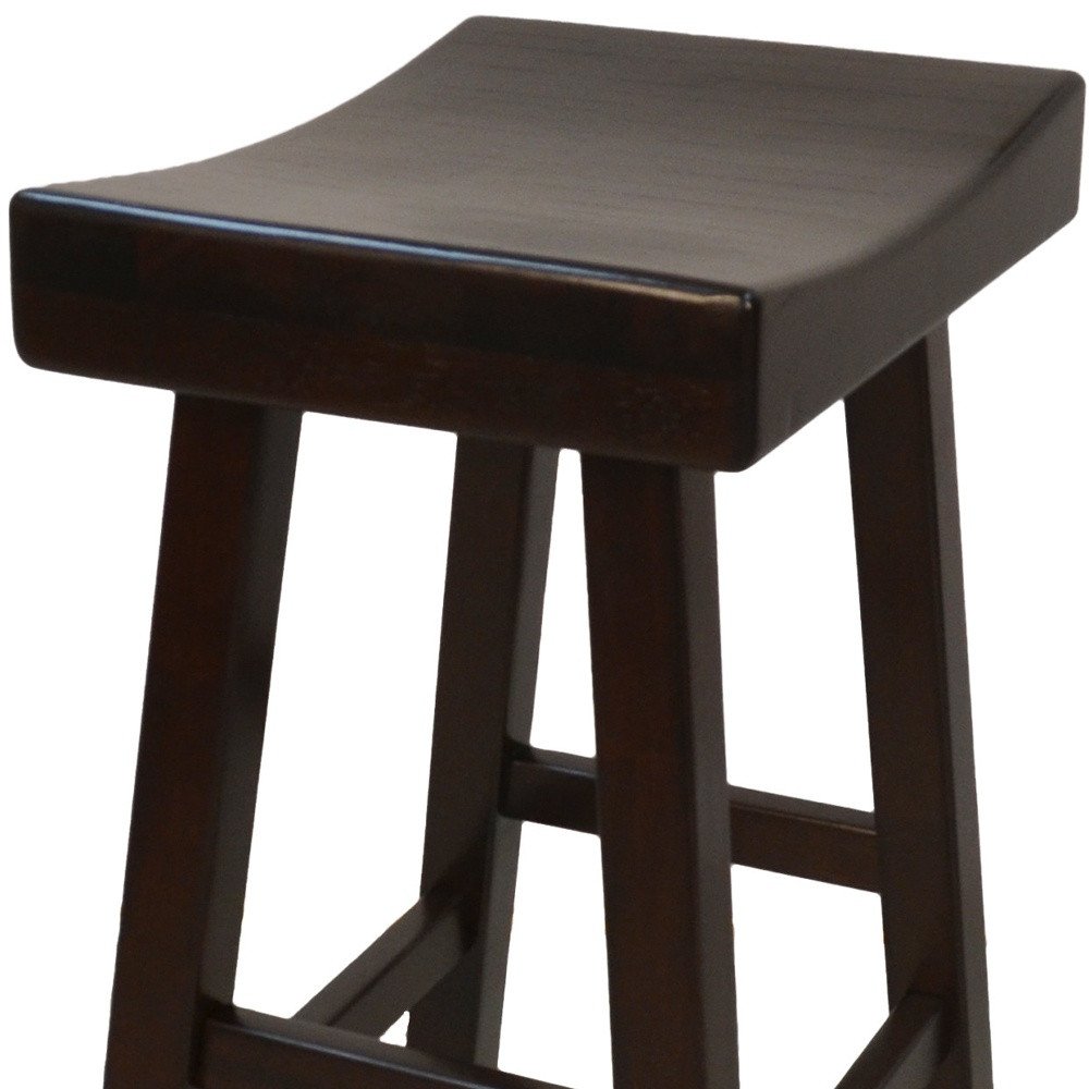 30" Espresso Solid Wood Backless Bar Height Bar Chair HomeRoots