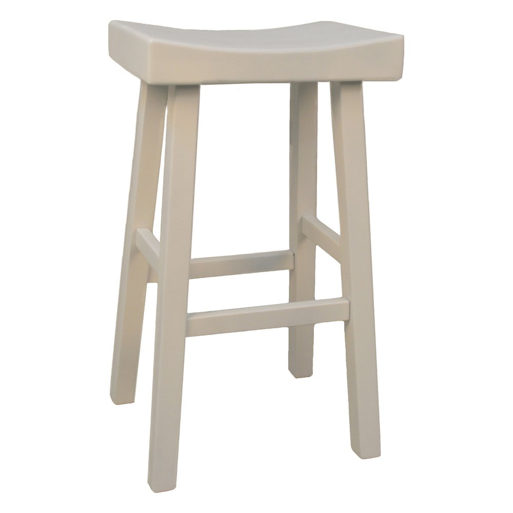 30" White Solid Wood Backless Bar Height Bar Chair HomeRoots