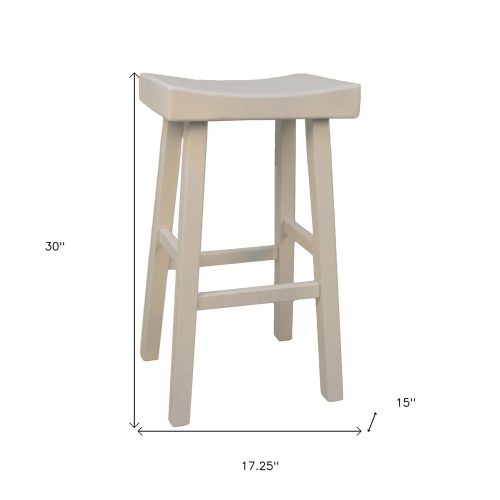 30" White Solid Wood Backless Bar Height Bar Chair HomeRoots