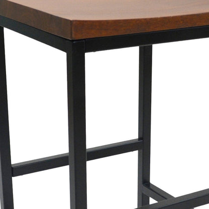 30" Chestnut And Black Steel Swivel Backless Bar Height Bar Chair HomeRoots