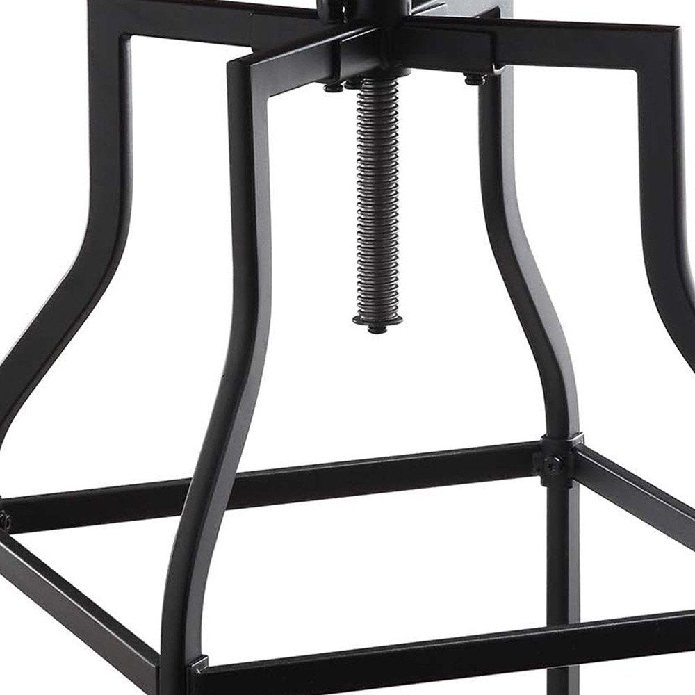 Chestnut And Black Solid Wood And Steel Backless Adjustable Height Swivel Bar Chair HomeRoots