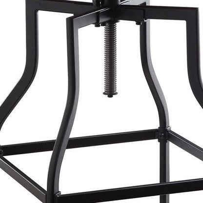 Chestnut And Black Solid Wood And Steel Backless Adjustable Height Swivel Bar Chair HomeRoots
