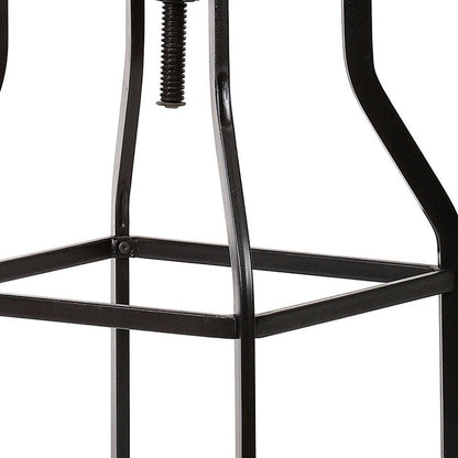 Chestnut And Black Solid Wood And Steel Backless Adjustable Height Swivel Bar Chair HomeRoots