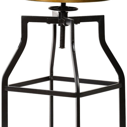 Chestnut And Black Solid Wood And Steel Backless Adjustable Height Swivel Bar Chair HomeRoots