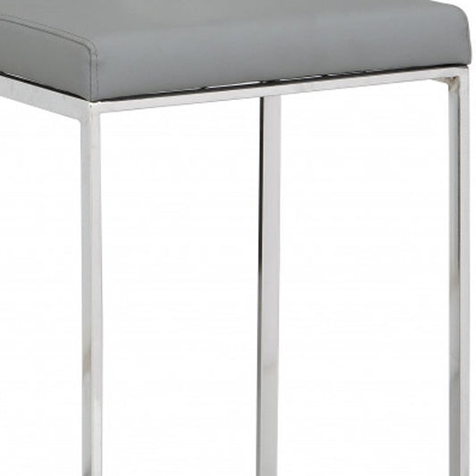 31" Gray And Silver Faux Leather And Faux Leather And Solid Wood Backless Bar Height Bar Chair HomeRoots