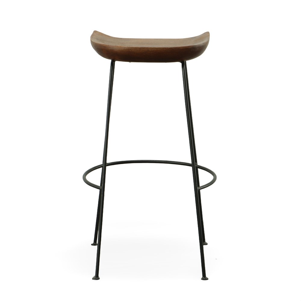 Set of Two 31" Chestnut And Black Solid Wood And Steel Backless Bar Height Bar Chairs HomeRoots