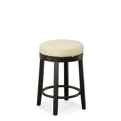 Set of Two 24" Cream And Espresso Solid Wood Backless Counter Height Swivel Bar Chairs HomeRoots