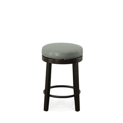 Set of Two 24" Gray And Espresso Faux Leather And Faux Leather And Solid Wood Backless Counter Height Swivel Bar Chairs HomeRoots