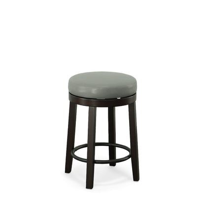 Set of Two 24" Gray And Espresso Faux Leather And Faux Leather And Solid Wood Backless Counter Height Swivel Bar Chairs HomeRoots