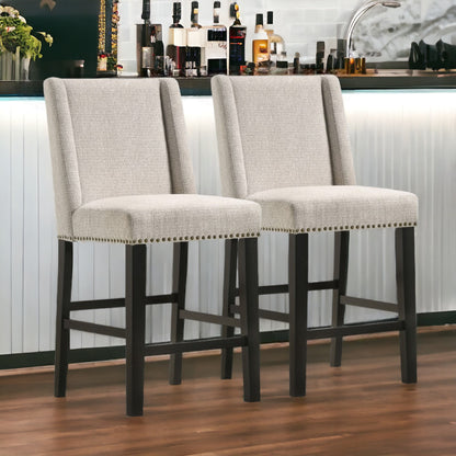 Set of Two 42" Fawn And Espresso Iron Bar Chairs