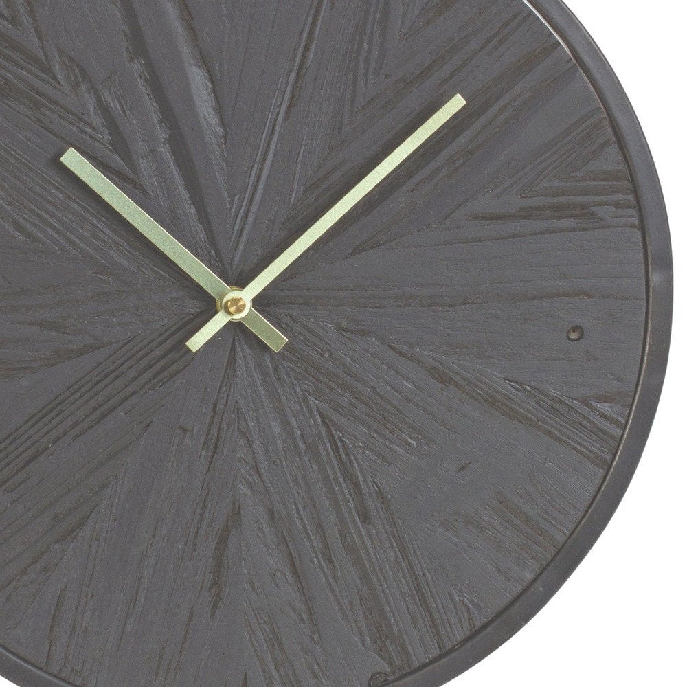 18" Circle Black Wood and Solid Wood Analog Wall Clock HomeRoots