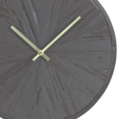 18" Circle Black Wood and Solid Wood Analog Wall Clock HomeRoots