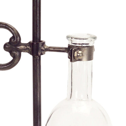 Set of Two Clear and Black Metal and Glass Apothecary Jar HomeRoots