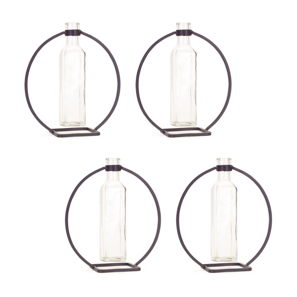 Set of Four Gray Round Metal Wall Vase HomeRoots