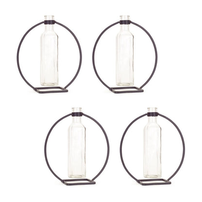 Set of Four Gray Round Metal Wall Vase HomeRoots