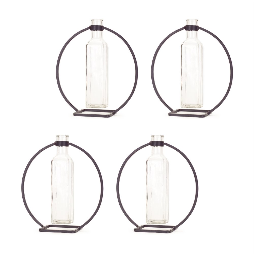 Set of Four Gray Round Metal Wall Vase HomeRoots