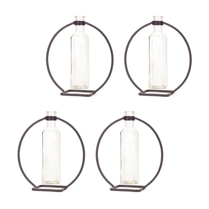 Set of Four Gray Round Metal Wall Vase HomeRoots