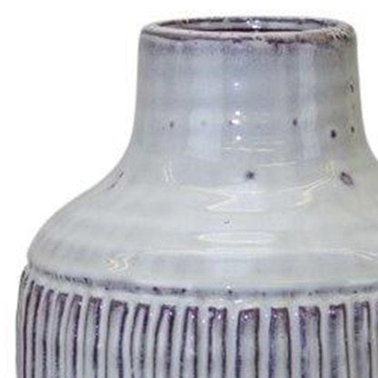 12" Gray And Brown Ribbed Terracotta Cylinder Table Vase HomeRoots